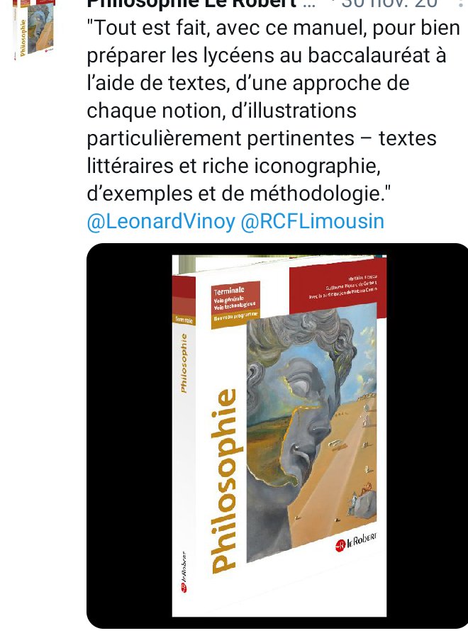 Philo_LeRobert's tweet photo. "Excellent support pour le cours du professeur, très bien mis en page et conçu, aéré et intelligent, ce précis donne littéralement envie de philosopher, mais avec exigence." Critique du Manuel de terminale @LeRobert_com par
@LeonardVinoy
sur Radio @RCFLimousin 
#BacPhilo https://t.co/NFzaunLjXw
