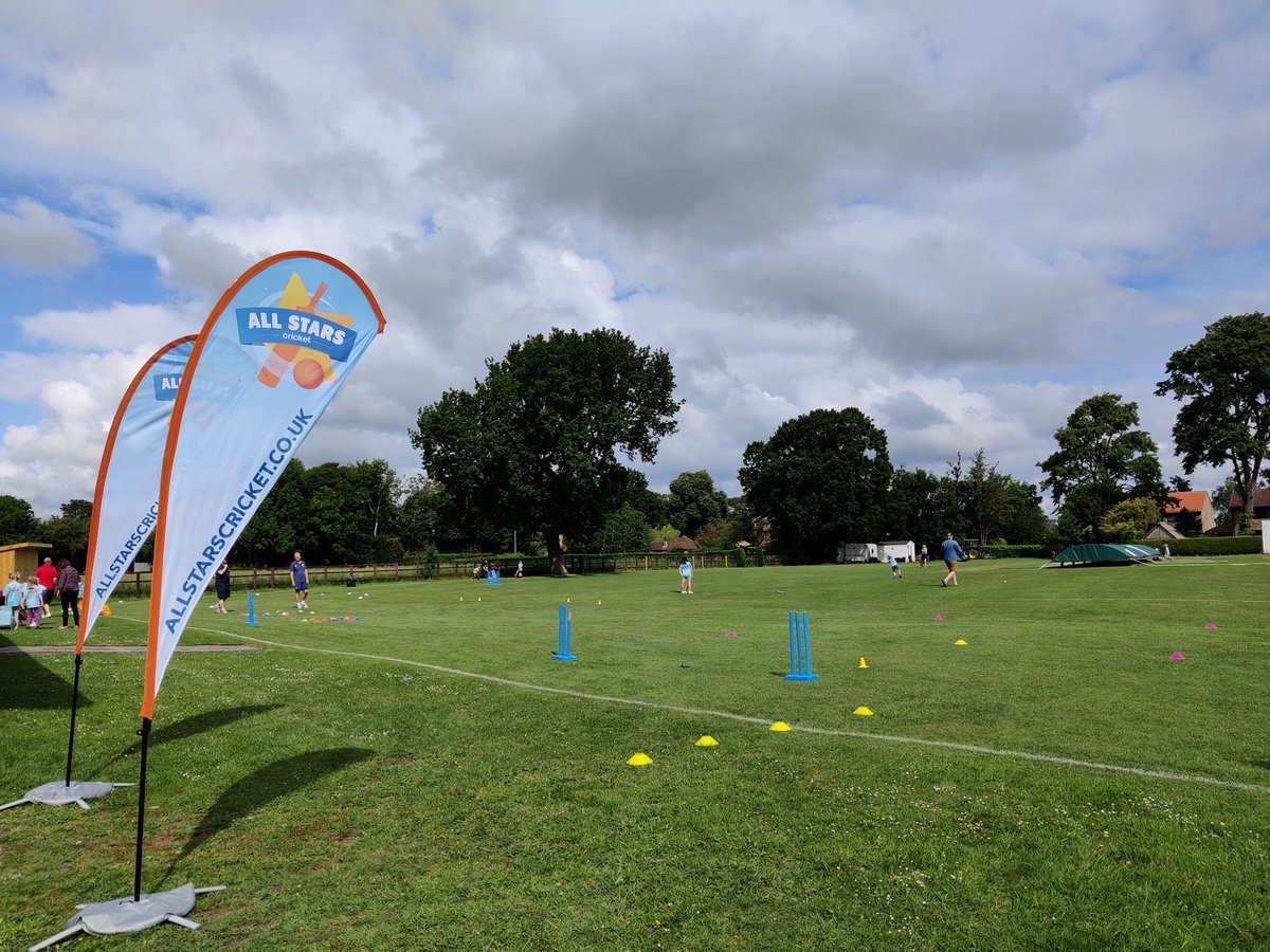 Lara_Thornton's tweet photo. Sun's out, flags are up for week 5 of #AllStars cricket coaching https://t.co/t7tLlaZGma