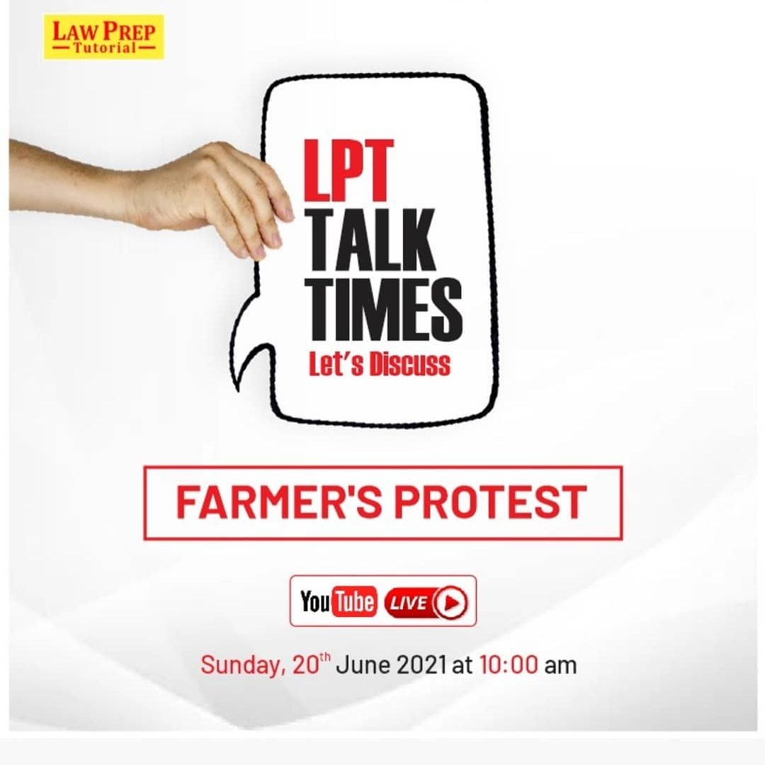 panacealearn's tweet image. LPT Talk Times - Let&apos;s Discuss Farmers Protest On 20 June 2021(Sunday) -10.00 am
AT LAW PREP TUTORIAL YOUTUBE CHANNEL.

#lawpreptutorialprayagraj #prayagraj #clataspirant #lawprep #clatclasses #clat2021 #lawaspirants #clat2023 #youtube #youtubechannel #lawpreptutorial