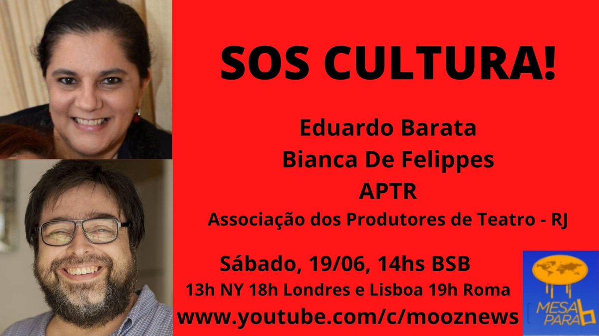 moozBRASIL's tweet photo. O que é um país sem cultura? A produção cultural brasileira vem sendo massacrada pelo bolsonarismo e pela pandemia. ⏰ Logo mais vamos conversar com dois representantes da @APTR. Ajudem a entrevistá-los! 👇👇
https://t.co/90Mb3zhFWC https://t.co/AhVTxuBPrP