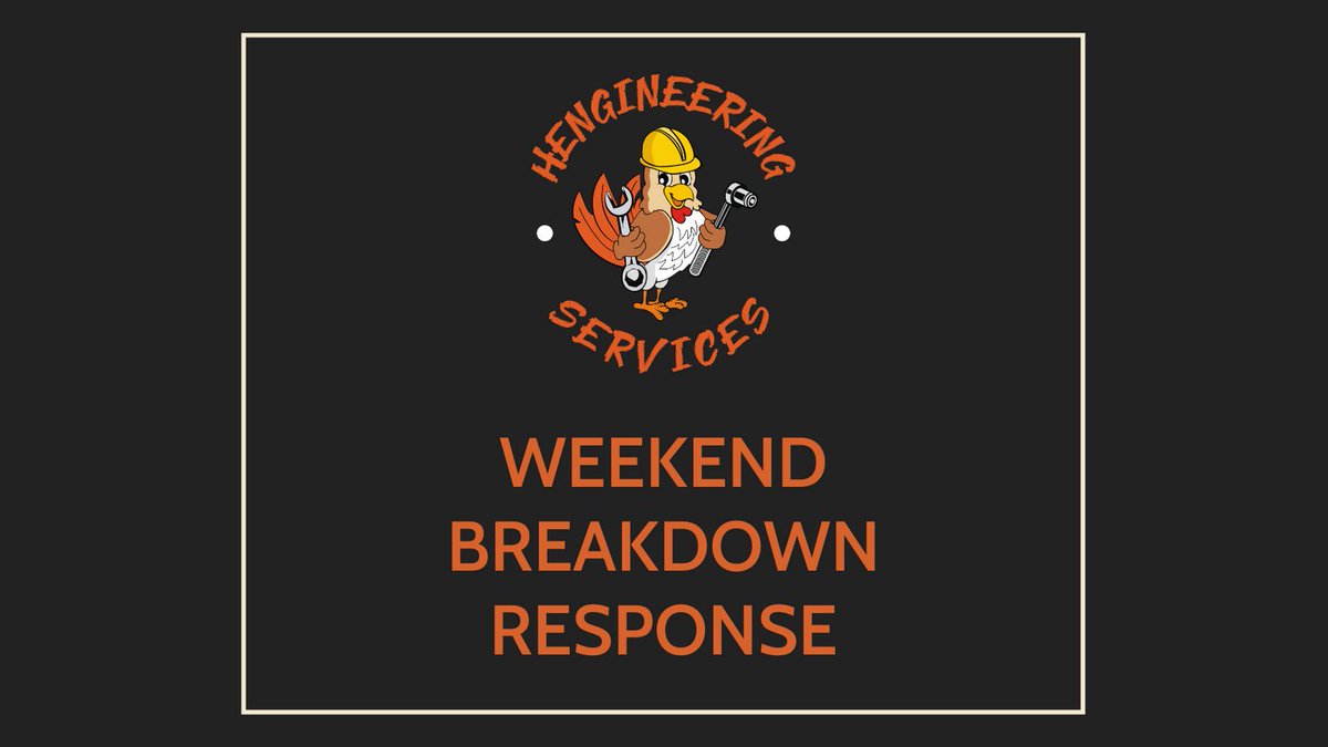 If something breaks down over the weekend, don't worry, we've got your back. If it's something urgent, we can attend straightaway or if the breakdown isn't business critical, we can pop you in for a repair visit on Monday, just give us a call. #PoultryEngineers #BreakdownRepairs