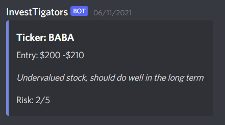 Invest_Tigators's tweet photo. $BABA is an undervalued stock that we've signalled members to scoop up at our recommended entry points.

Only time will tell 😉 Again, we're planting seeds as always 🌱

Keep DCA-ing in! https://t.co/PVOaRJRKWp