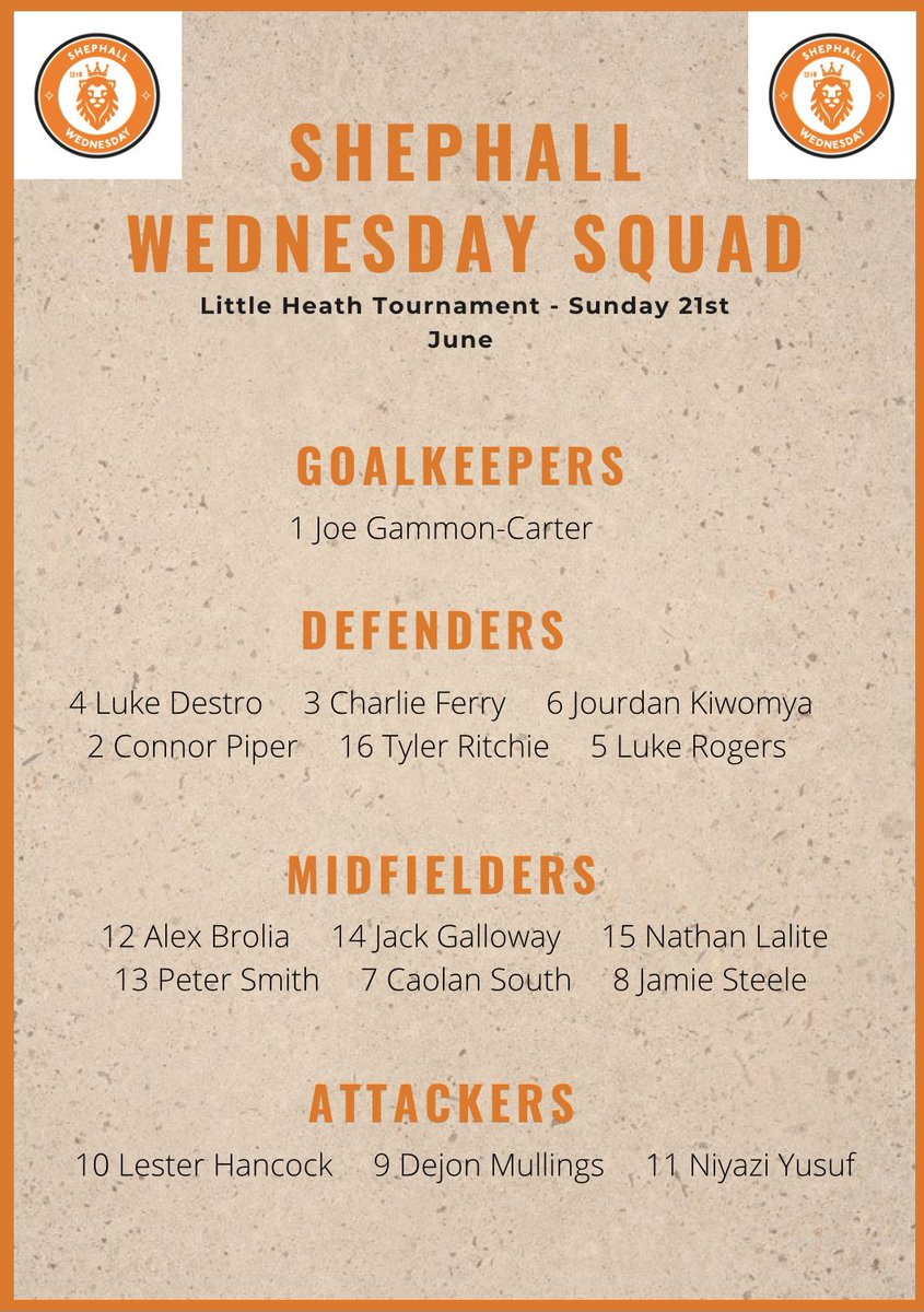 Here it is! Your Shephall Squad for tomorrow’s 11-aside tournament 🤩