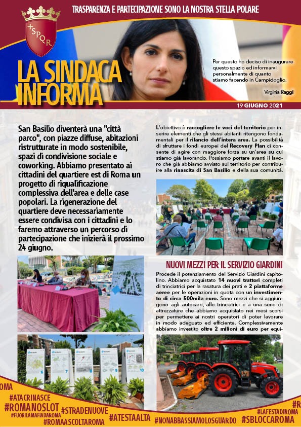 virginiaraggi's tweet photo. #LaSindacaInforma numero 199 la trovi qui: https://t.co/ETgS2CPO4g https://t.co/NMHxP0z5mB