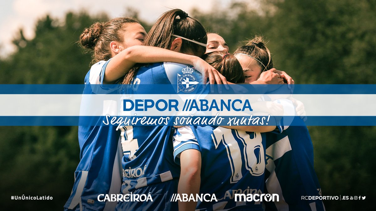 Interrómpese o soño d #asnosas, realidade grazas ao traballo, esforzo, dedicación e apoio de miles de #Deportivistas que cren nun proxecto que continuará sendo a referencia do fútbol feminino da nosa terra. Seguiremos soñando xunto #ánosaforza, volveremos sentir 💙 #UnÚnicoLatido