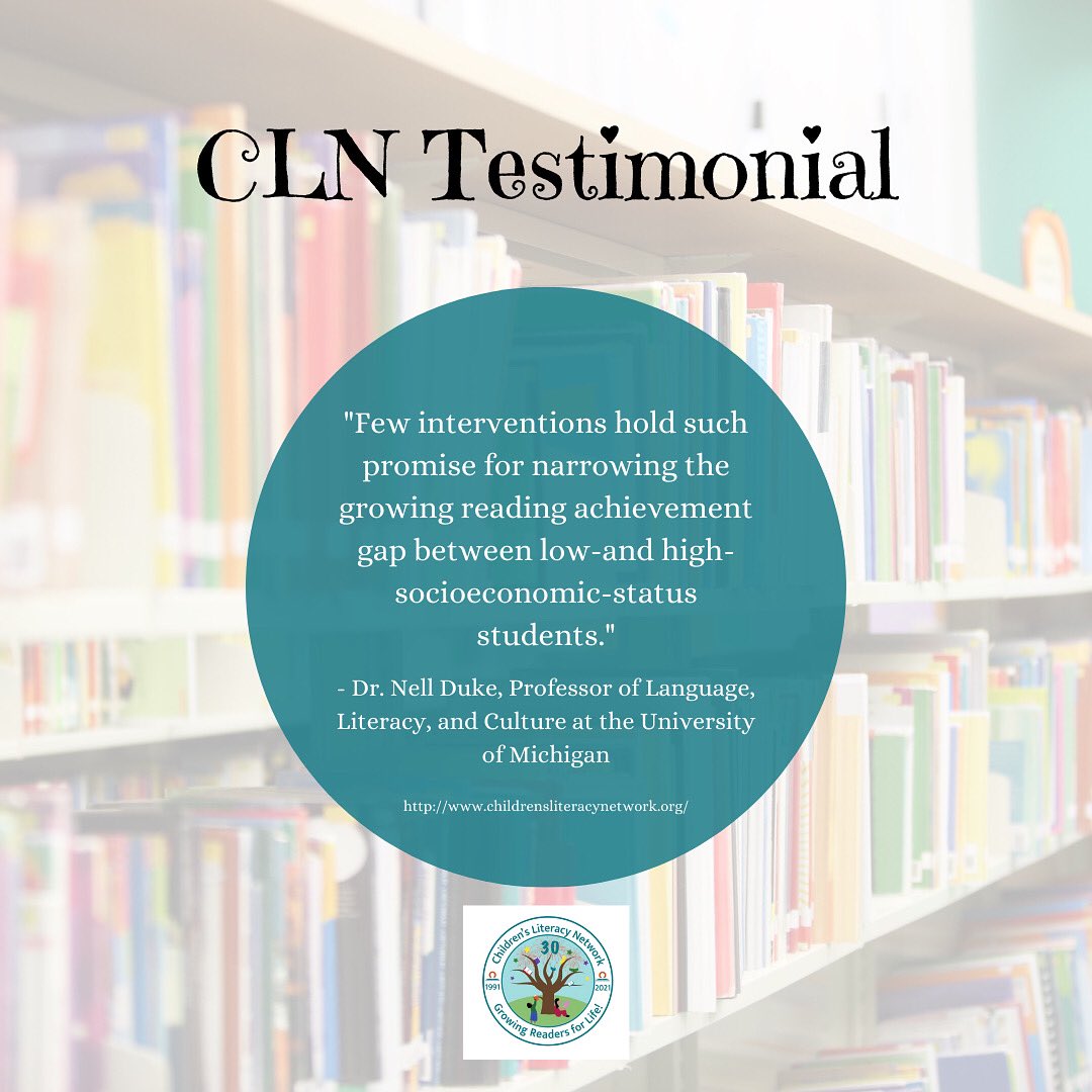 NetworkChildren's tweet photo. For 30 years, CLN has designed and implemented literacy-based programs to provide equitable opportunities for children to develop a love of reading and books.
•
•
•
#childrensliteracynetwork #30for30 #30daysfor30k #junecampaign #literacymatters #growingreadersforlife https://t.co/byFo1d13aw