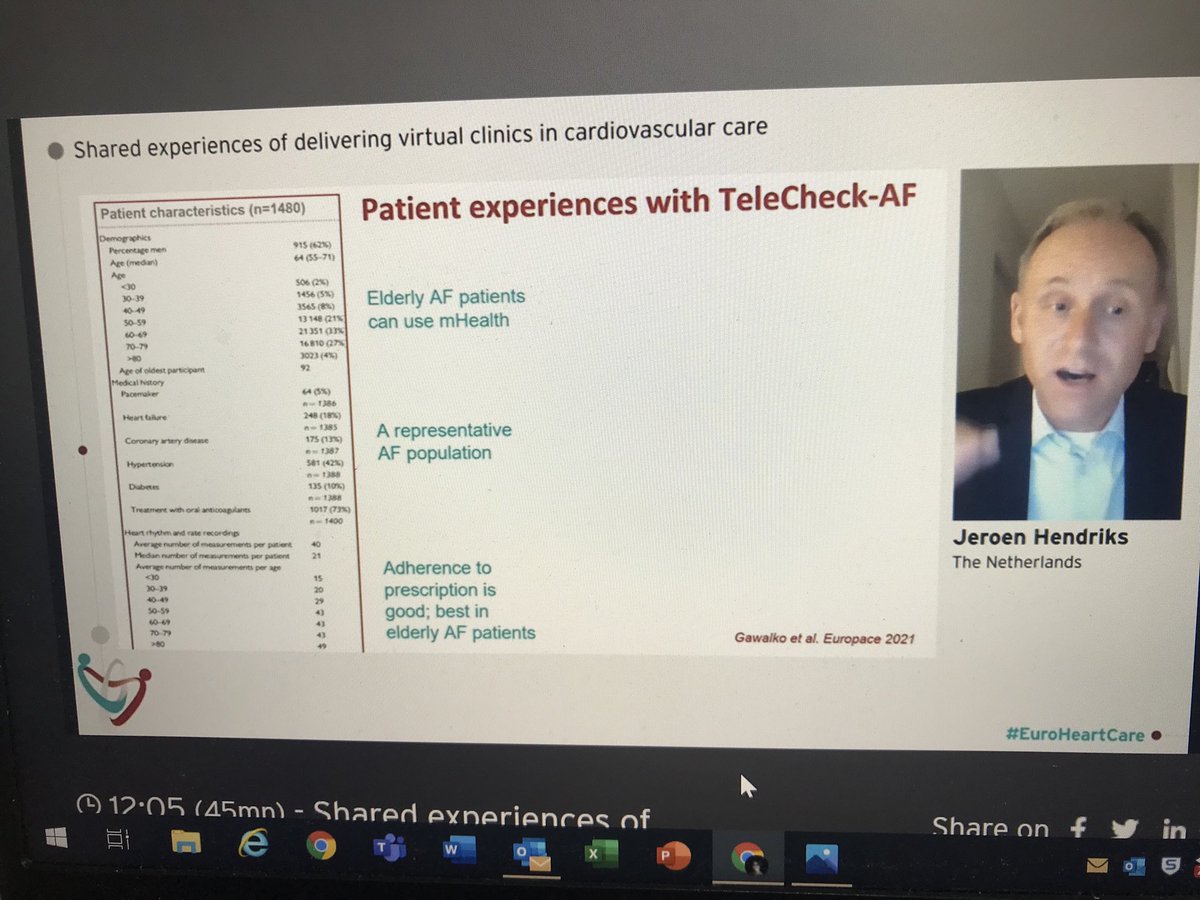 Great insight to patients experience of #TeleCheckAF ⁦@J_Hendriks1⁩ #EuroHeartCare