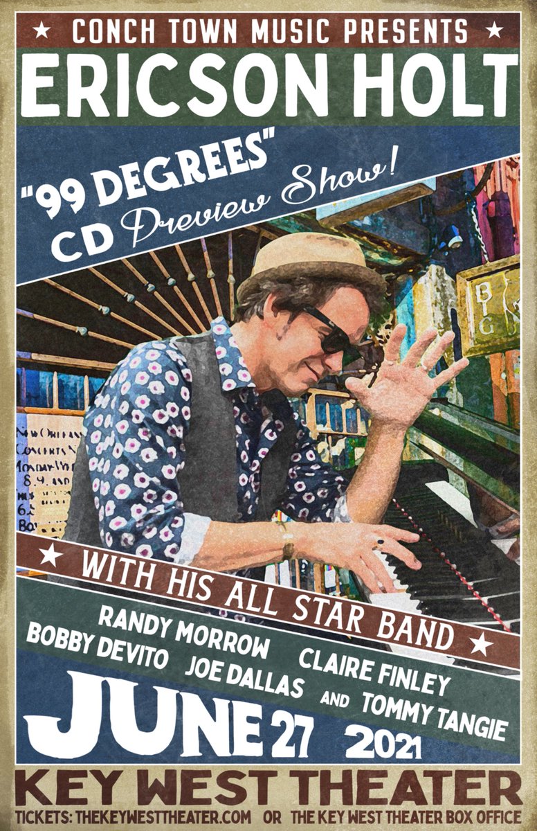 Lookstarter's tweet photo. Ericson Holt will preview his new album at the Key West Theater on June 27th. Preorder the cd at https://t.co/MSgfNmJHGZ. https://t.co/e8evO8EaBx