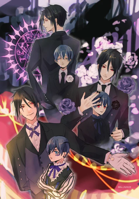 #黒執事ファンアート
再放送ありがとうございました(*ˊ˘ˋ*)
まさか3期まで全て再放送だなんて!😳✨
また、声と動きがついた彼らを見ることが出来て幸せでした🥰
これからも、ずっとずっと大好きな作品です! 
