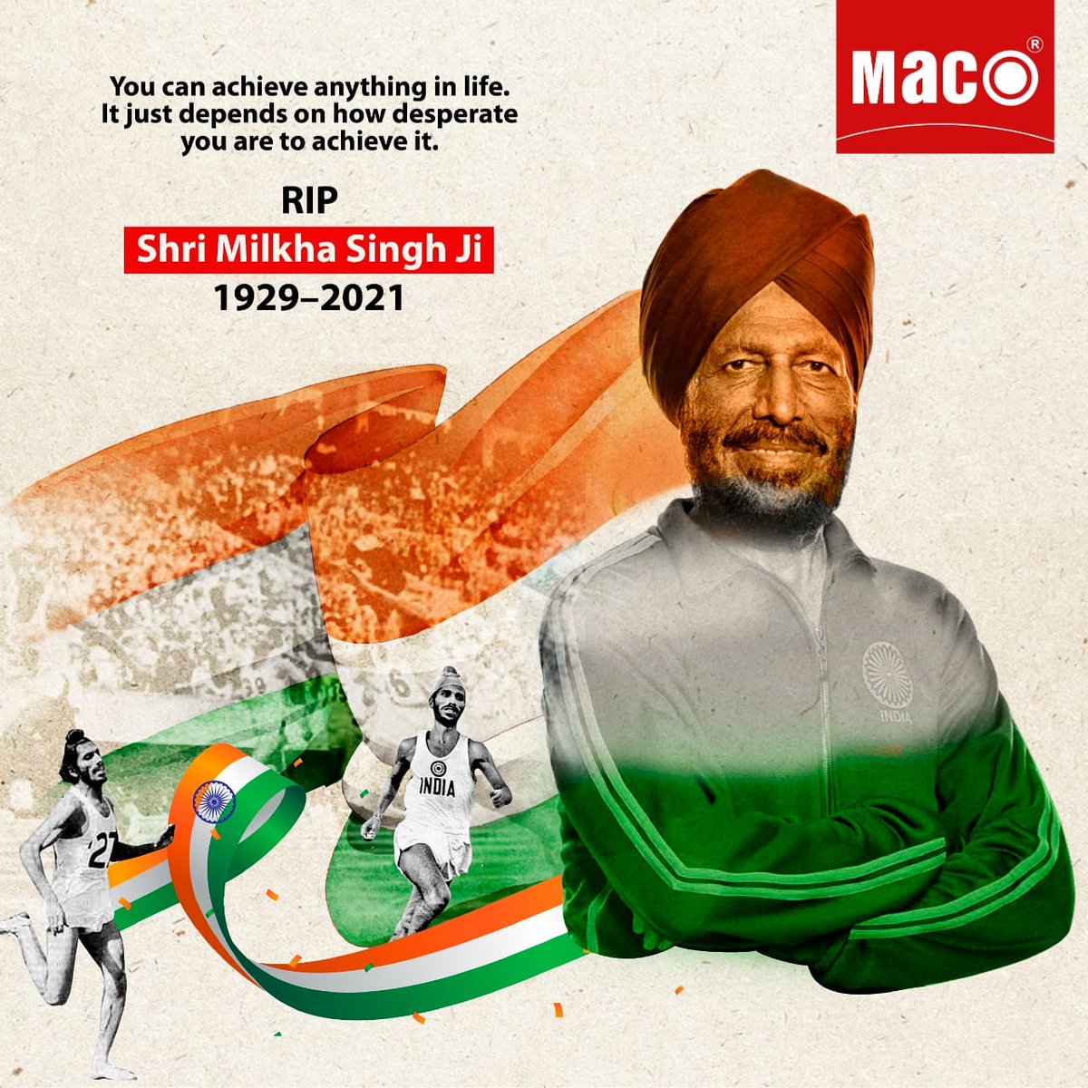 MacoPens's tweet photo. A man that proves that hard work, will power and discipline in life can help you achieve anything.

RIP Legend!

#RIPMilkhaSinghji #MilkhaSingh 🇮🇳 https://t.co/okEhuVS7k7