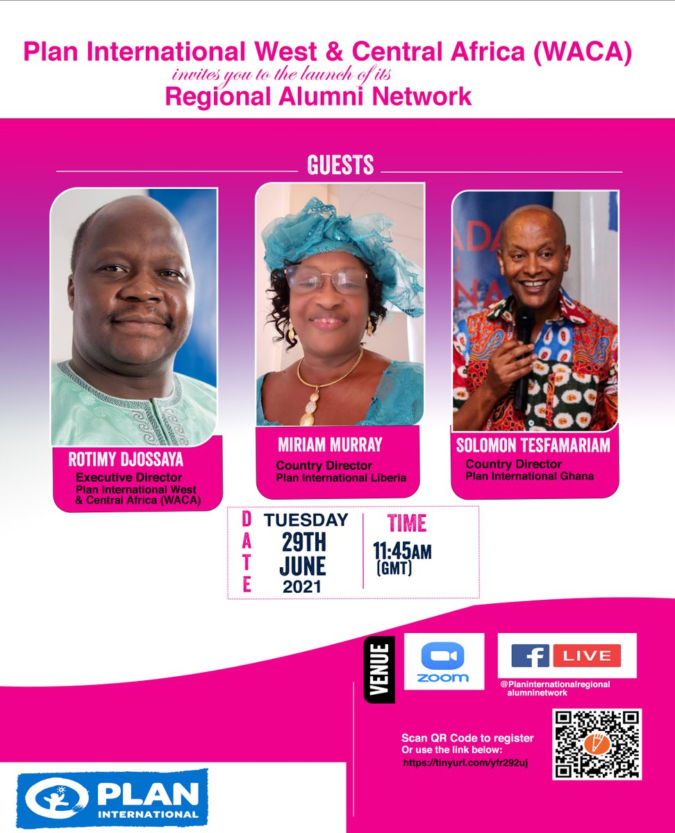 Meet our special guests for our upcoming event. Save the date and join us on 29th of this month. #PlanAlumni
<a href="/PlanWACA/">Plan International West and Central Africa</a> <a href="/PlanMEESA/">Plan MEESA</a>