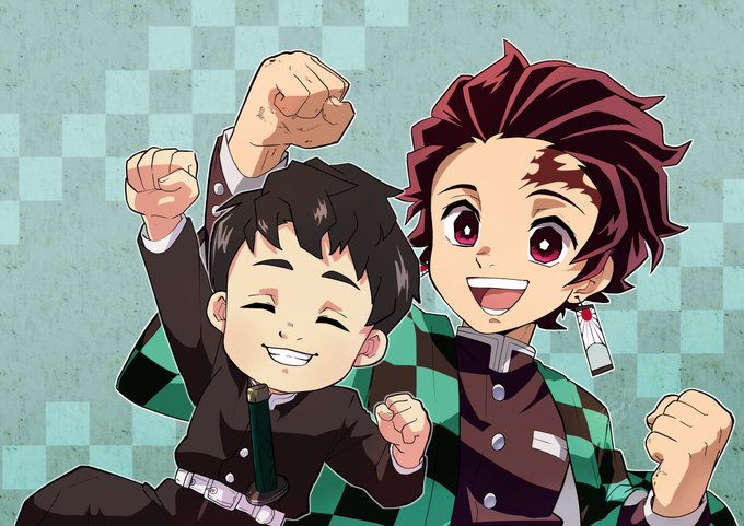 京あめこ🍭🐾さんがTwitterに投稿した竈門炭治郎(鬼滅の刃)のイラスト。