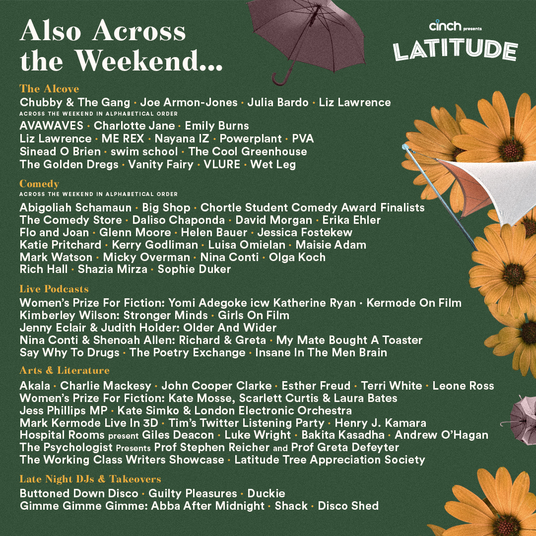 LatitudeFest's tweet image. We're on! Announcing day splits and adding more music, arts and comedy names to your @cinchuk presents Latitude line up... @SupergrassHQ, @SonsOfKemet, @wearevillagers, @ninaconti, @kermodeonfilm and more join us in next month. ✨

Tickets on sale now: bit.ly/3gB8PyN