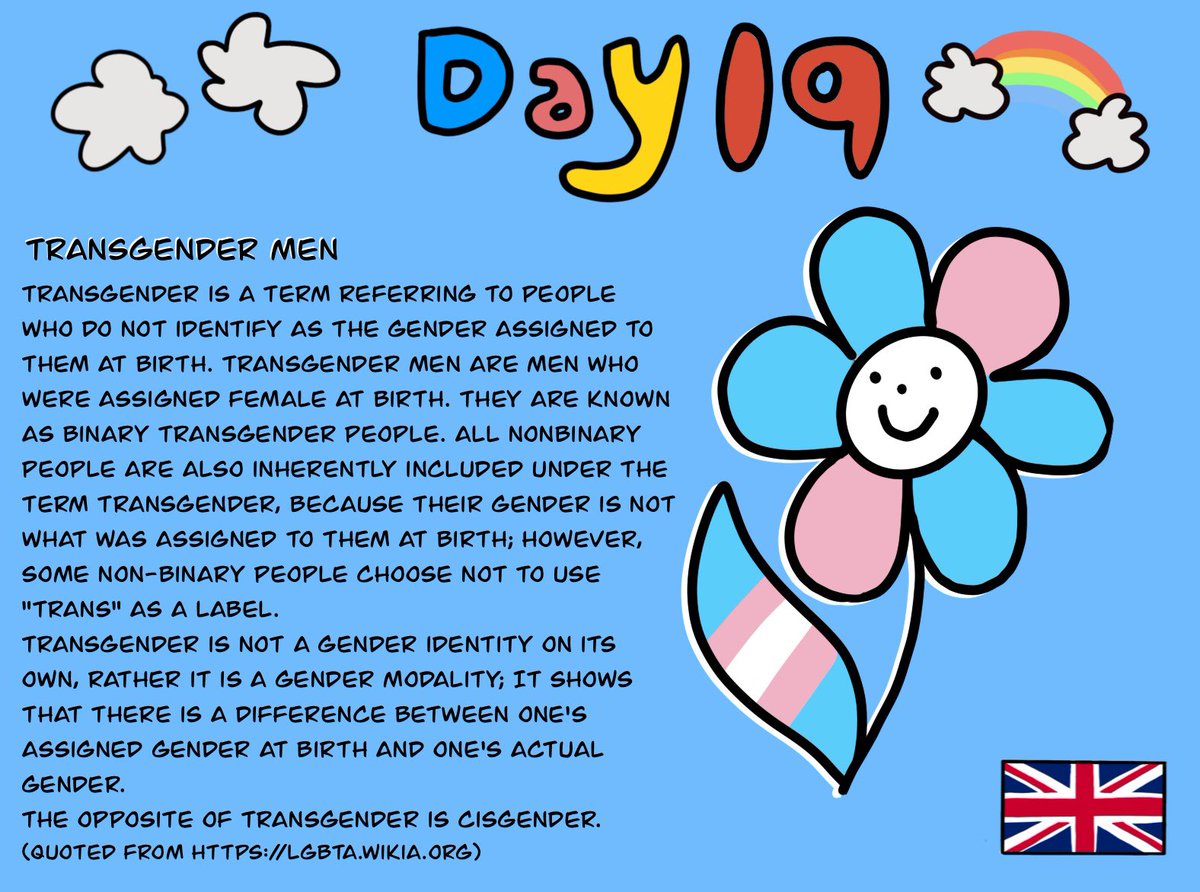 queermemess's tweet photo. Day 19: Transgender Men!💕 #Pride #PrideMonth #PrideMonth2021 #QueerEducation #Diversity https://t.co/ZVtJQwMtKK