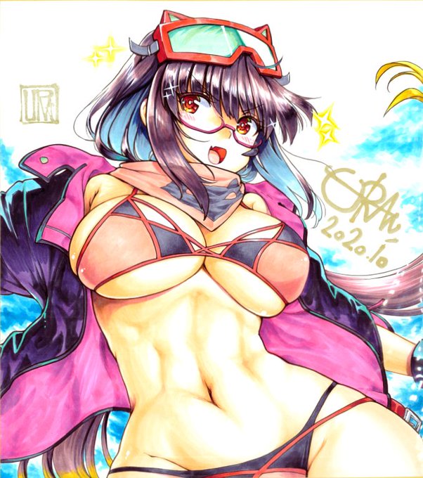 今日の色紙280日目
水着の刑部姫 2件リクエストあったのでまとめて描きました。ビフォーアフターっぽいw
ご要望により腹筋強調してます。

#描いた色紙なるべく毎日アップする #コピック #アナログ絵 #FGO #刑部姫 