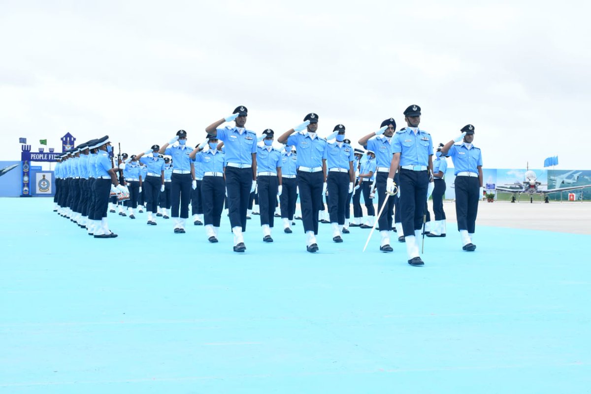 IAF_MCC's tweet photo. The CGP culminated with the graduating officers marching out in slow march as they received their first salute, before passing through the portals one last time. https://t.co/zVZtMyNjhG