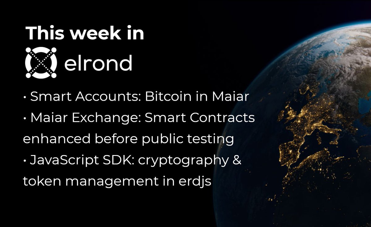The set of @ElrondNetwork properties which made it possible for #Bitcoin to be natively added into Maiar will enable further similar integrations that will enhance our blockchain’s role as the trust layer of the internet.
Weekly #elrondtech 🛠️