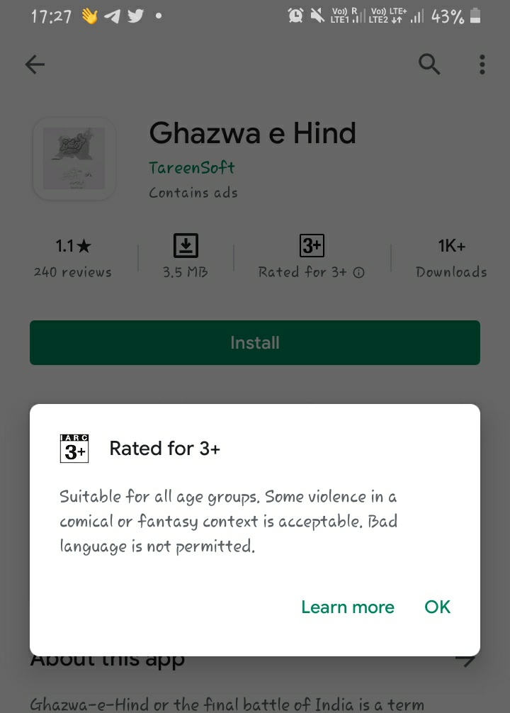iam__abhiuday's tweet photo. What does that mean some violence is acceptable?

And  how can you allow radicalization in your platform?

@GooglePlay @GooglePlay https://t.co/jLBxAcMT2i