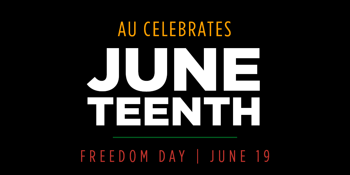 americansunited's tweet photo. AU celebrates #Juneteenth. Head to the #ColorsOfPride virtual celebration to learn more about Juneteenth. Happening today at noon ET! https://t.co/hXH8m0oWl9 https://t.co/pVrRNsHyxZ