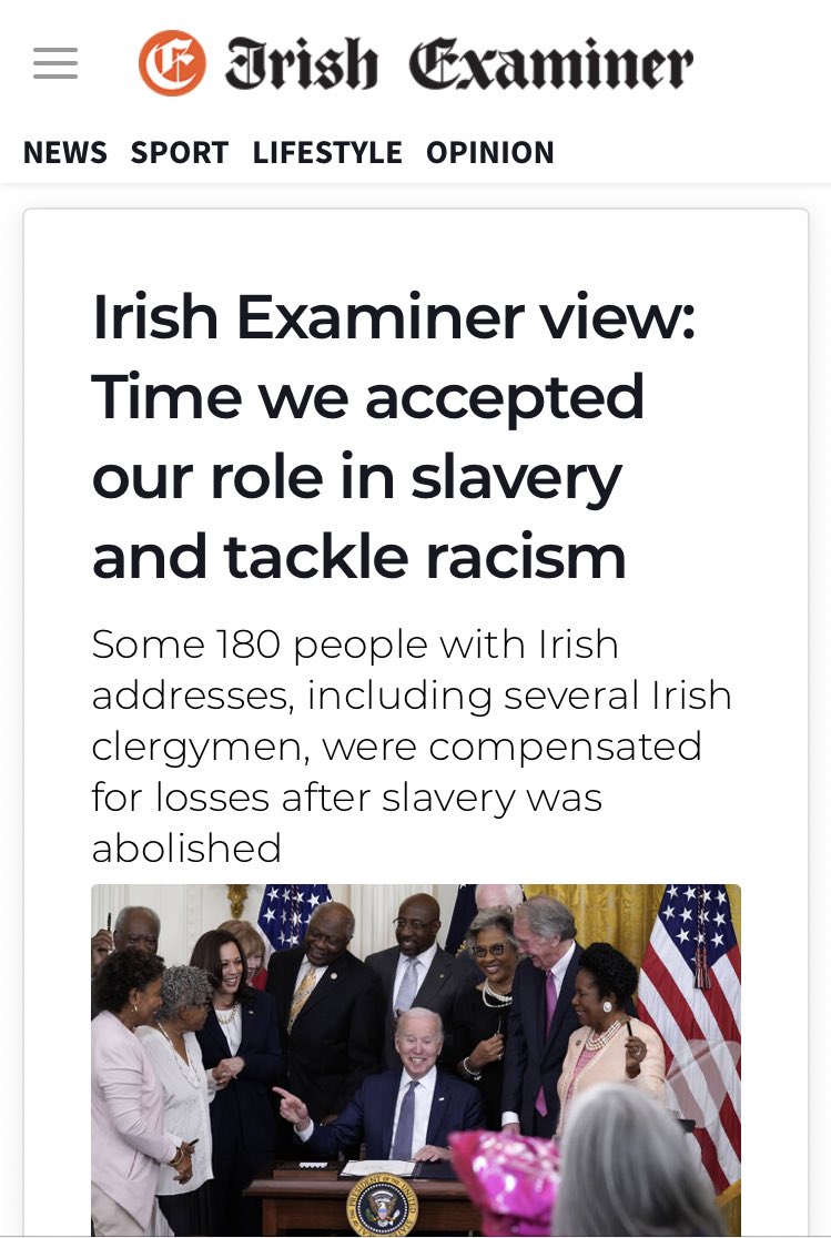Juneteenth Editorial in one of the largest Irish newspapers