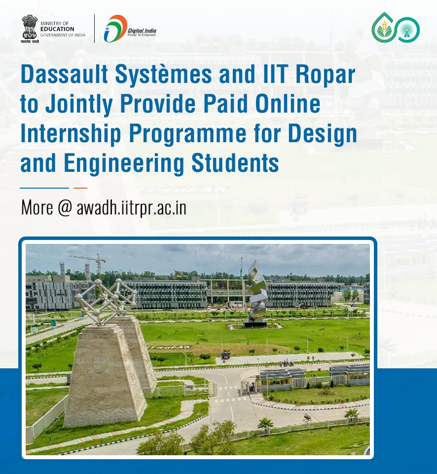 Dassault Systèmes has joined hands with the Indian Institute of Technology Ropar’s (<a href="/iitrpr/">IIT ROPAR</a>) Agriculture and Water Technology Development Hub (AWaDH) to provide an eight-week online internship programme for design and engineering students.