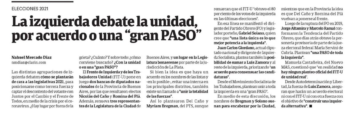 myriambregman's tweet photo. La izquierda debate la unidad, por acuerdo o una "gran PASO" @clarincom https://t.co/8vzC6bOgEU