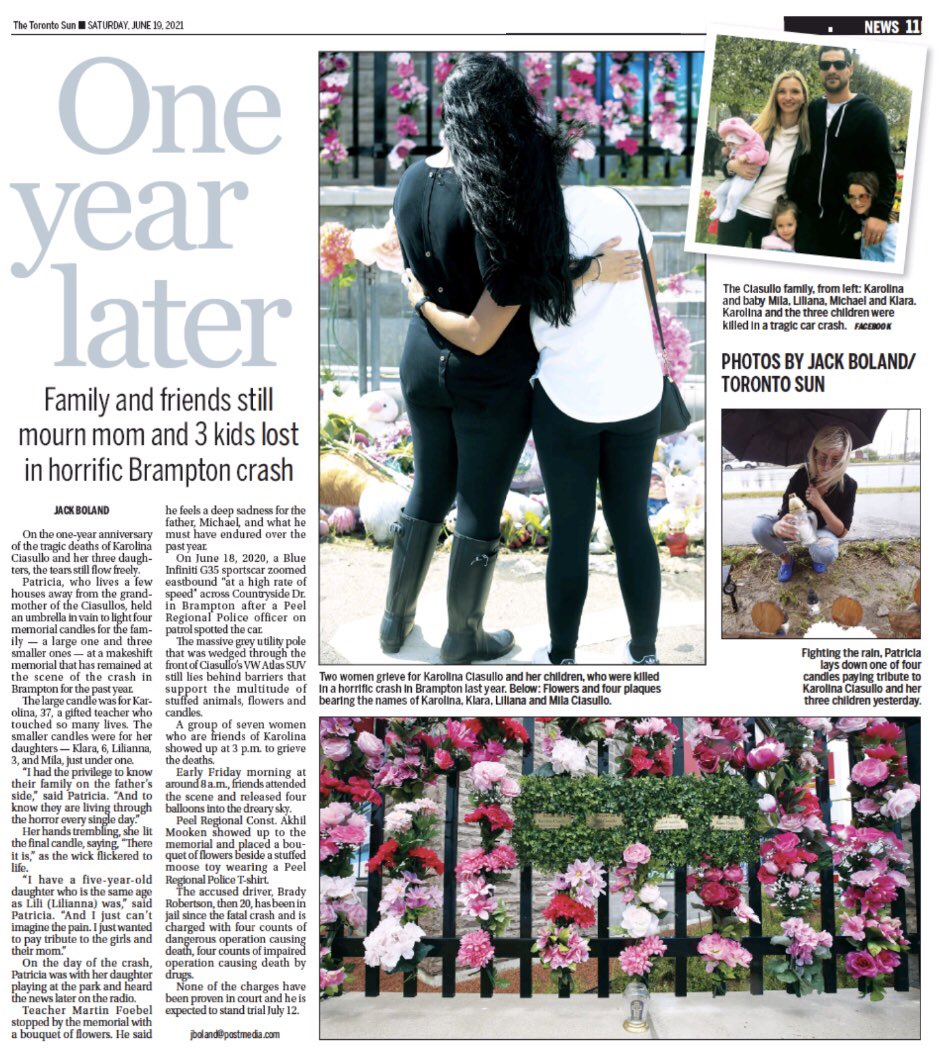 TorSunphoto21's tweet photo. Yesterday’s news today https://t.co/x2DfN99CHC video, stills and story - the tragic story in print and online #Ciasullo #NeverForget #Brampton #PeelRegionalPolice https://t.co/E285Wo1rgI