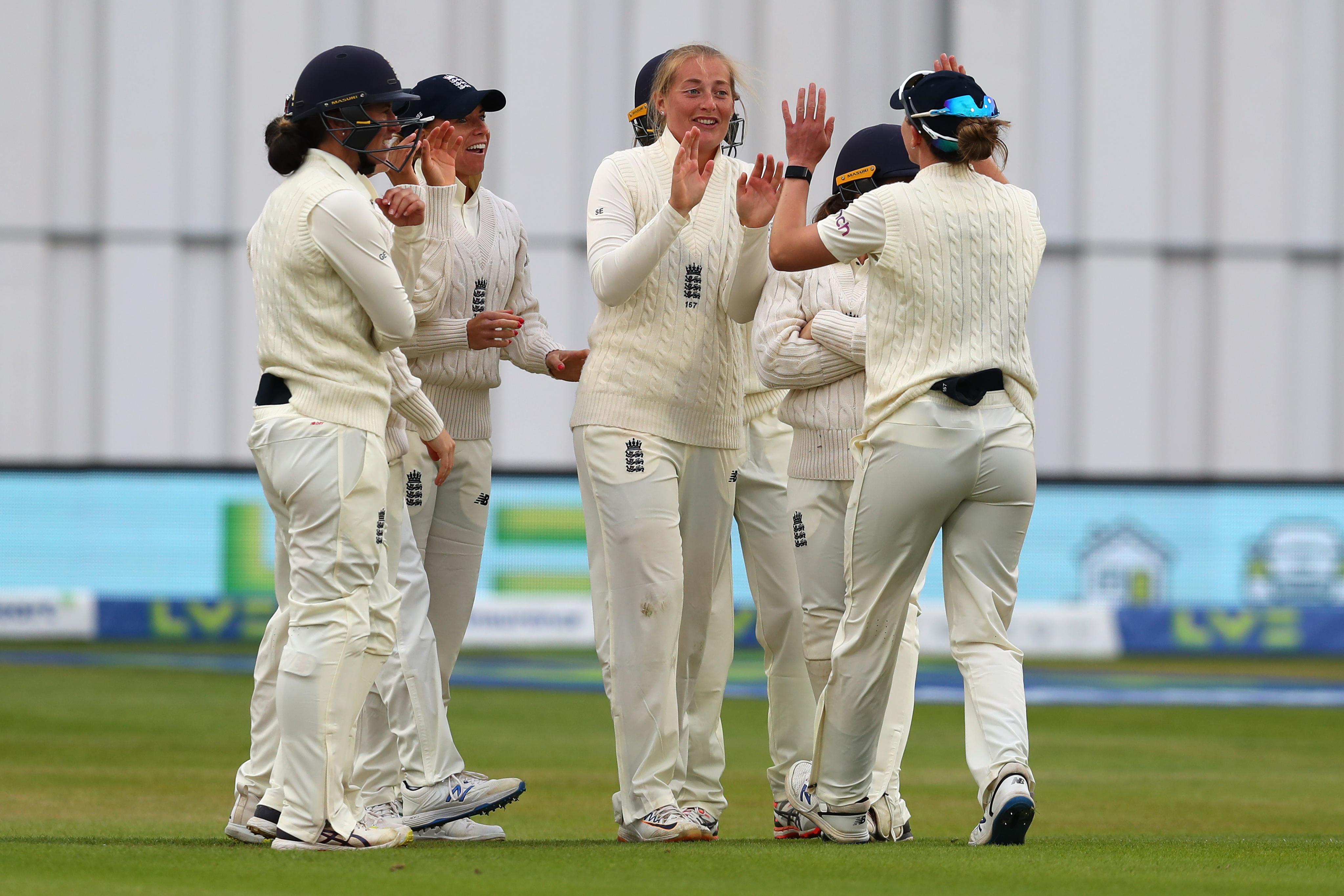 Sophie Ecclestone gets the crucial wicket of Deepti Sharma who is out for 54. PC: ICC