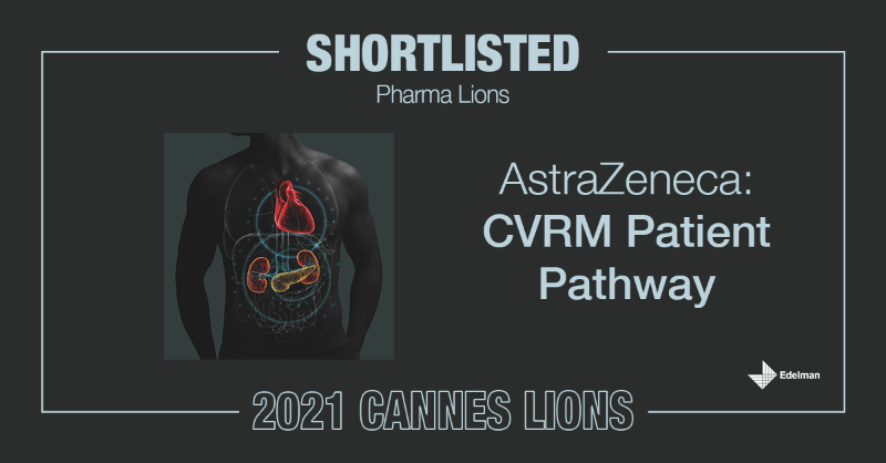 EdelmanPR's tweet photo. We worked with AstraZeneca to create Patient Pathways: the world’s first visualized disease map to show the connections between 4 separate diseases. Today, we are proud to share that our work shortlisted for a @Cannes_Lions Pharma Lion—congrats to all involved! #CannesLions2021
