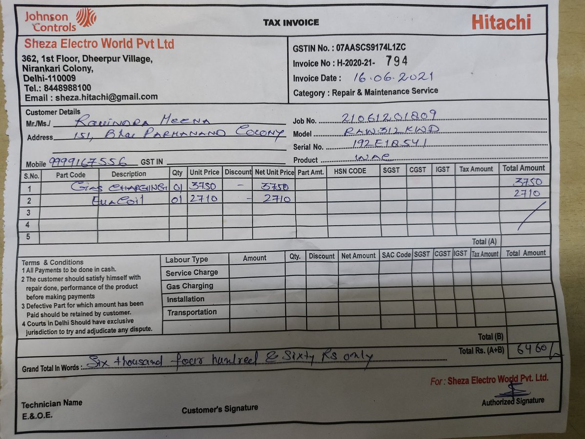 Ravindraperwa's tweet photo. @HitachiHomes #hitachifraud ...यह बताए कि AC service center के लिये आपकी क्या policy है ? या फिर इन SC को लूट केंद्र बनाकर आप लोग fake ,घटिया AC #japani नाम पर बेचकर आम ग्राहक की मेहनत की कमाई को लूटने का तन्त्र बना रहे है । https://t.co/zoROZVG2IE