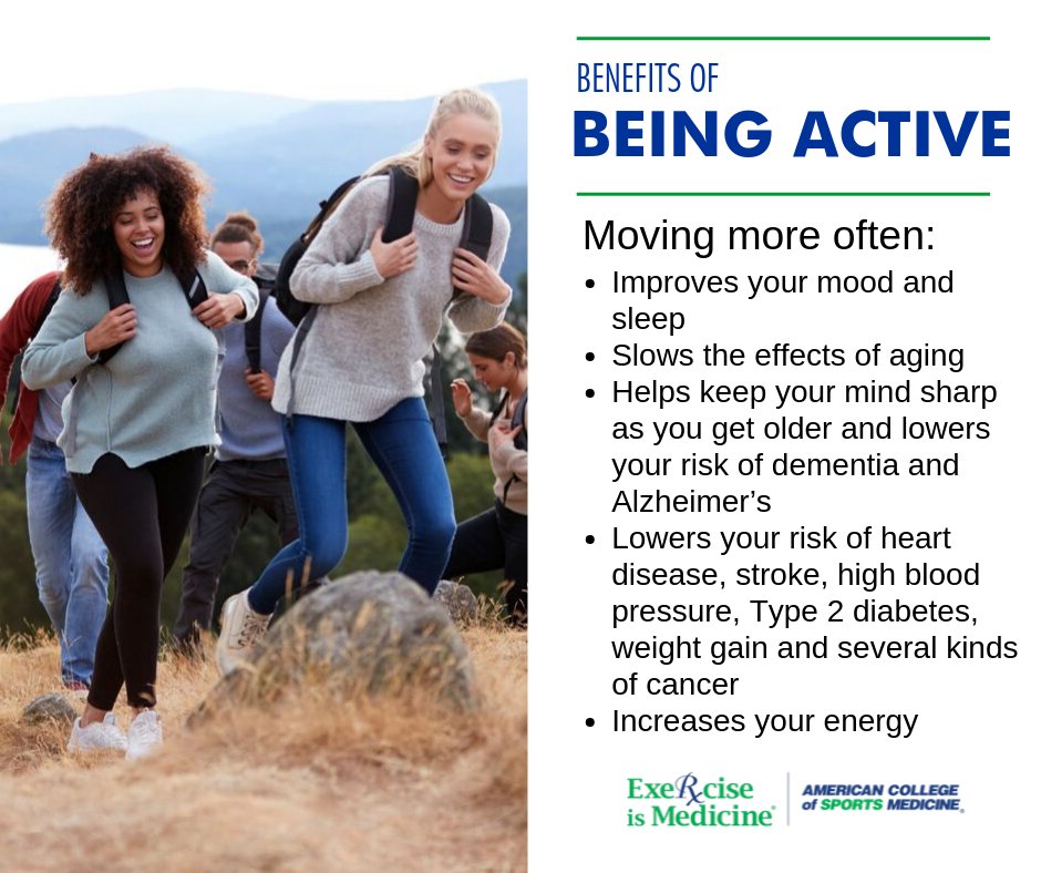 EIMnews's tweet image. Inactive people who start moving get the biggest bang for their buck. Experts now say that any physical activity counts – even just a few minutes! Fit in 2, 5, 10 or 20 minutes throughout your day. Every active minute adds up to better health.

Learn more: ow.ly/9fOk50F8yZX