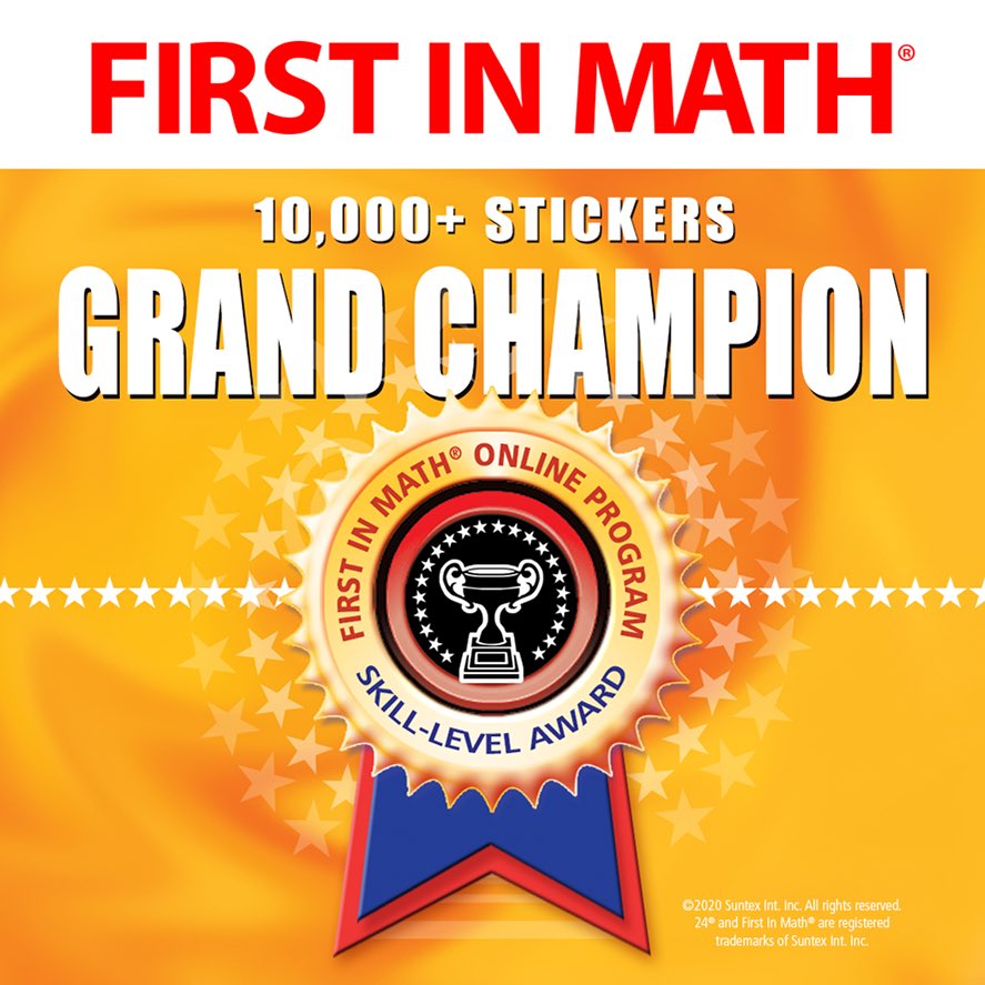 The Fantastic Five!
Only 5 schools in USA with 100+ <a href="/FirstInMath/">First In Math</a> Grand Champions (GC):
• 153 GC - O’Bryant School of Math &amp; Science, MA
• 148 GC - St. Francis de Sales, PA
• 133 GC - Anne Frank, PA
• 111 GC - Shawnee, PA
• 102 GC - Wedgwood, NJ
<a href="/PADeptofEd/">PA Department of Education</a>