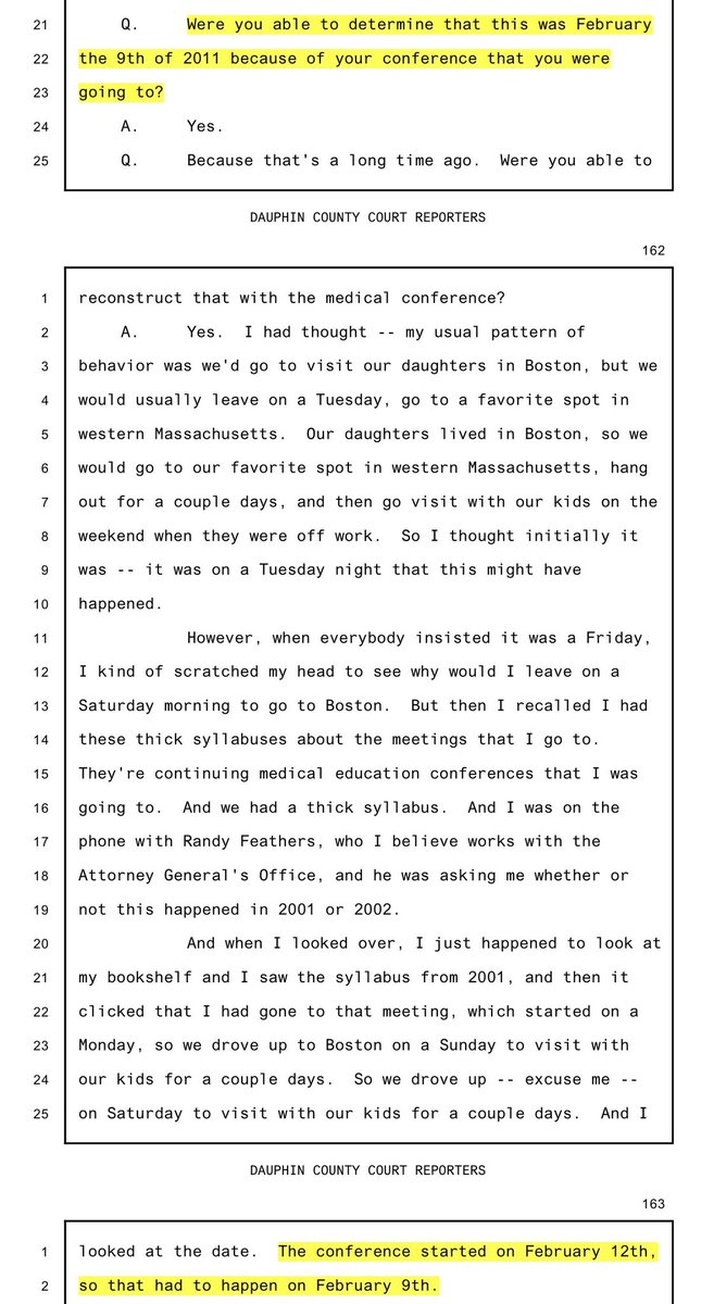 JmmyW's tweet photo. @SteveMasters7 @Zigmanfreud @Adlee7873 @LizHabib @Gladwell Dranov testified he talked to McQueary on 2/9/2001. He confirmed the date with contemporaneous records.  He did testify he met Schultz approximately 3 months later. But he never testified he talked to Schultz in February. (Gladwell missed this; Ziegler continues to ignore it.) https://t.co/N5isBAGufk