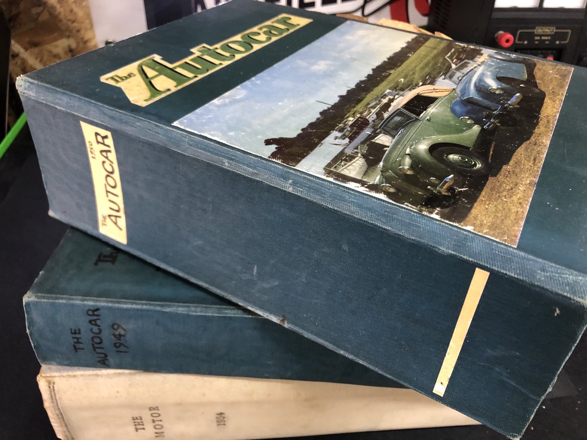 Can anyone shed some light on these really old #TheMotor #TheAutocar #Automobilia books . I can’t find evidence anywhere of them in this format . One is 1954 and over a 1000 pages another is 1949 and 1950 they feel hand panted.  Please share if you can . #curious