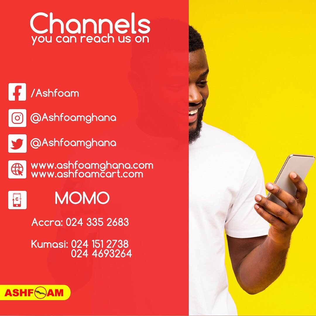 No Responsibility Disclaimer

Ashfoam Ghana and its affiliated companies cannot accept responsibility for any loss that arises through payments, particularly mobile money with imposter pages/scammers claiming to be company representatives.