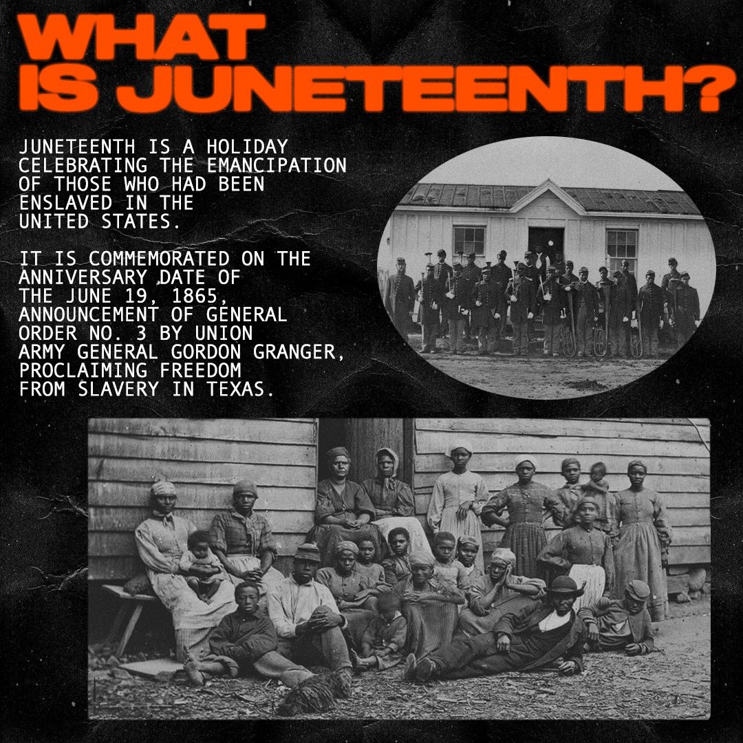 Happy Juneteenth! Today we honor June 19th, 1865

Let’s continue the fight for equality, dignity and the importance of freedom for all people!

#JuneTeenth2021
