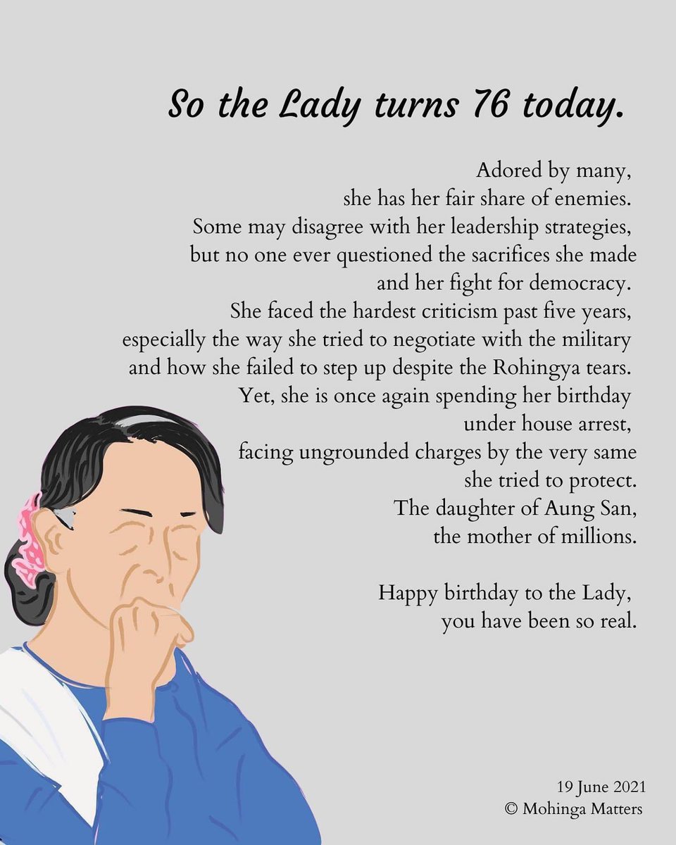 maycrown15's tweet photo. Nationwide #FlowerStrike to celebrate the 76th birthday of DawAungSanSuuKyi. This will be the biggest birthday event without birthday girl in the history. It’s a joke that armed guys are afraid of civilians wearing flowers.
FREEDOM FROM FEAR 
#WhatsHappeningInMyanmar
#June19Coup https://t.co/hIQExv7IPQ