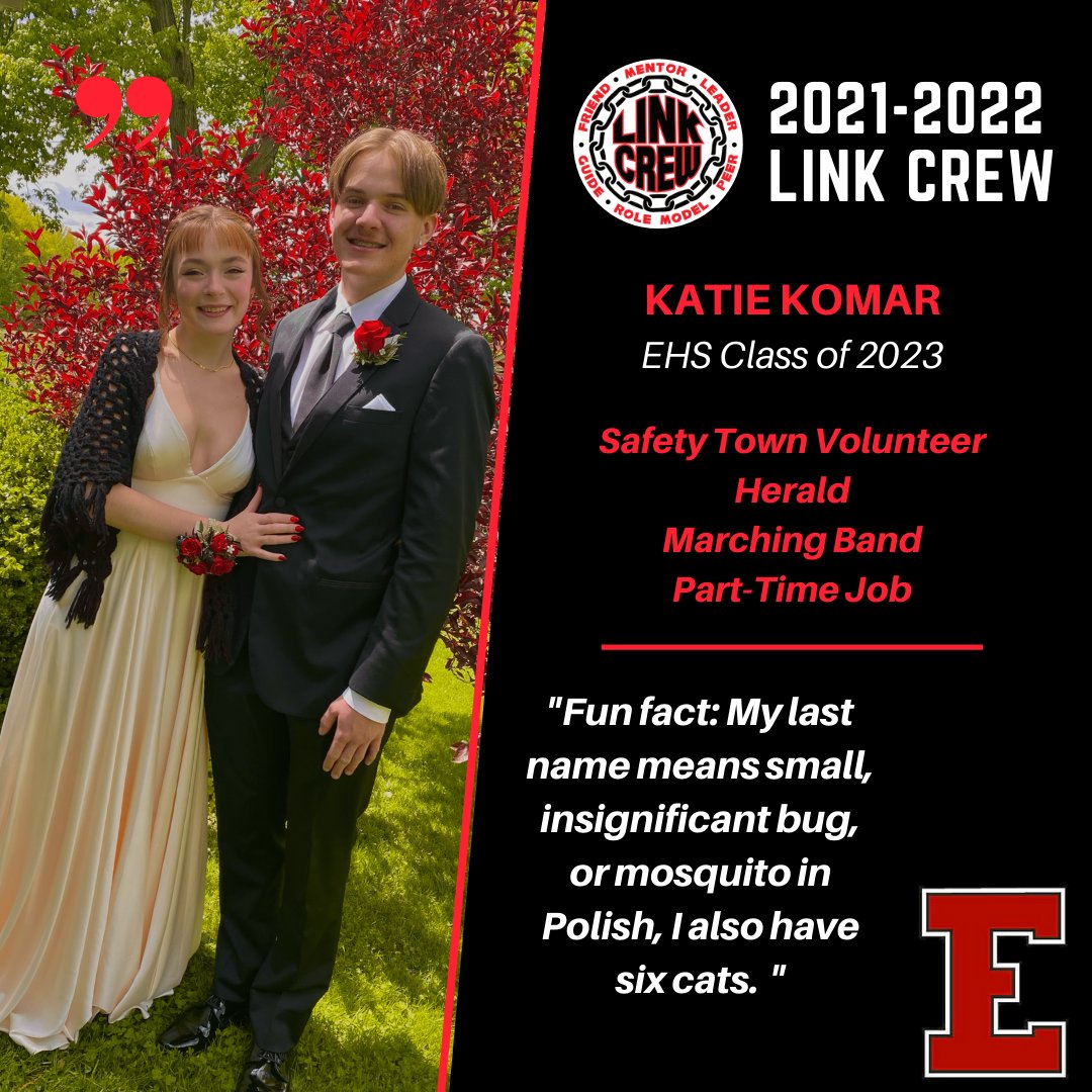 ElyriaLinkCrew's tweet image. Today we would like to introduce and celebrate 2021-2022 Link Leaders Katie Komar and Kloe Koepp! Welcome to the crew! We can&apos;t wait to meet the EHS Class of 2025!