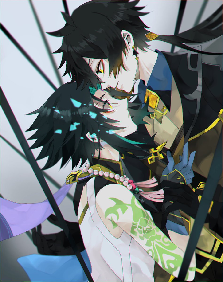 鍾魈「鍾魈..
#魈 #鍾離 」|おじさんは原稿修羅場のイラスト