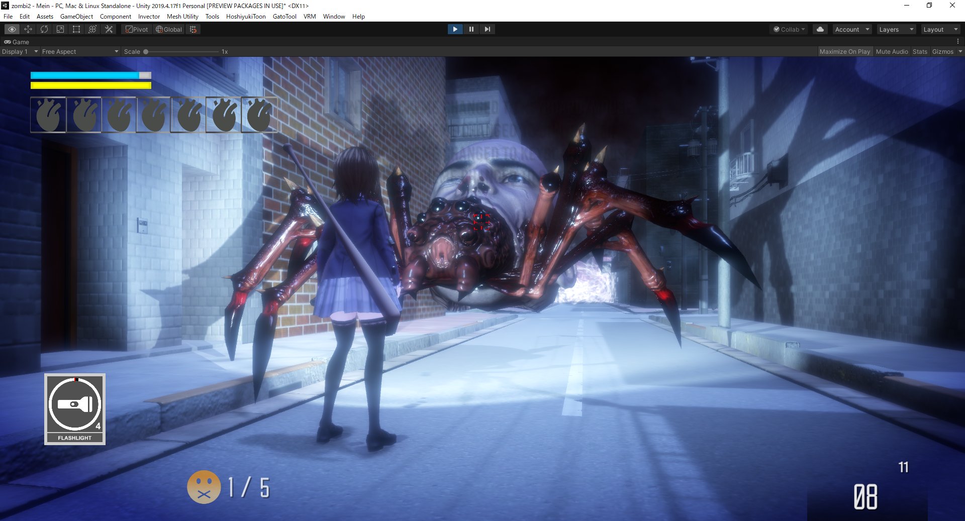 床ペロリスト Unityゲーム開発 Twitterren 夜迷い少女 のデータがちょっと消失して復旧してました 扉の無限回転バグとキーアイテム6個目のui無点灯バグを直します 画面が実機だと暗いみたいなので明るめに ロックオン機能追加 分かりにくいギミックとキー