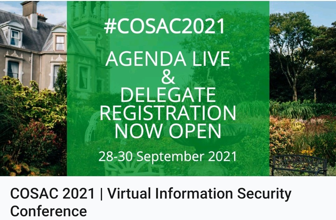 #COSAC2021 welcomes the information security community to our first virtual conference. 60+ speakers over 3 days 🥳