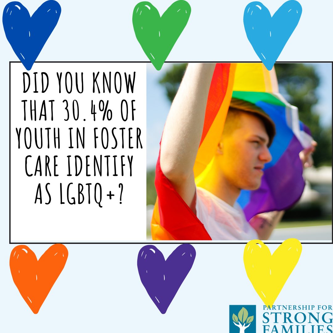 Did you know that according to a 2019 study published in the Official Journal of the American Academy of Pediatrics, 30.4% of youth in foster care identify as LGBTQ. 
To learn more about becoming a foster parent, visit partnerfamily.org. #PrideMonth #PartnerFosterAdopt