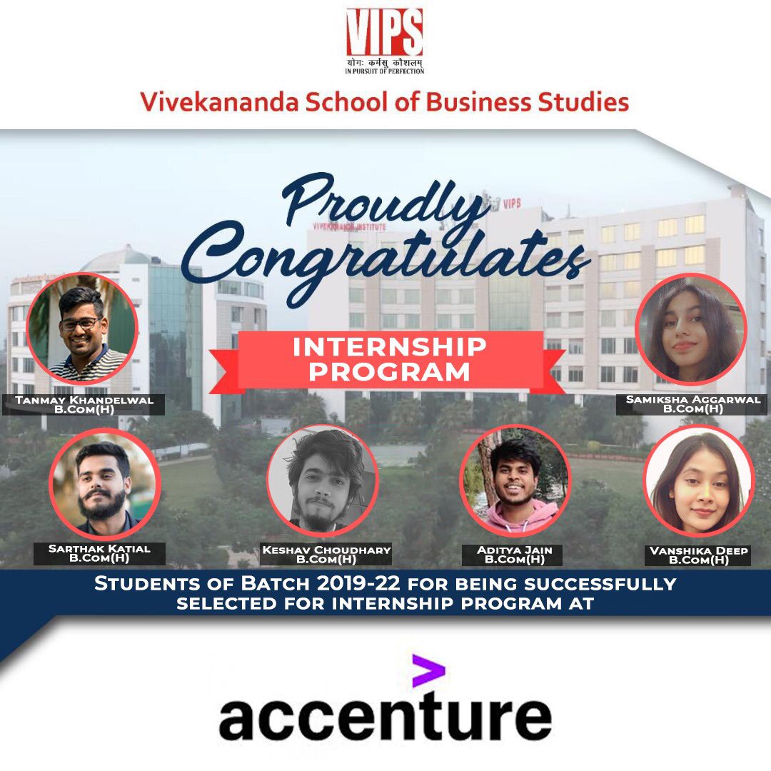VIPS_Delhi's tweet photo. #VSBS, #VIPS #congratulates 
“*Students *” for being #succesfully placed at @accenture .We wish them best of luck for their future endeavours🏆.
#growth #proud #training #bcom #bba #goggle #internship #power #businessstudies #best #learning #knowledge #covid_19 #stayhomestaysafe https://t.co/BWogBJizcJ
