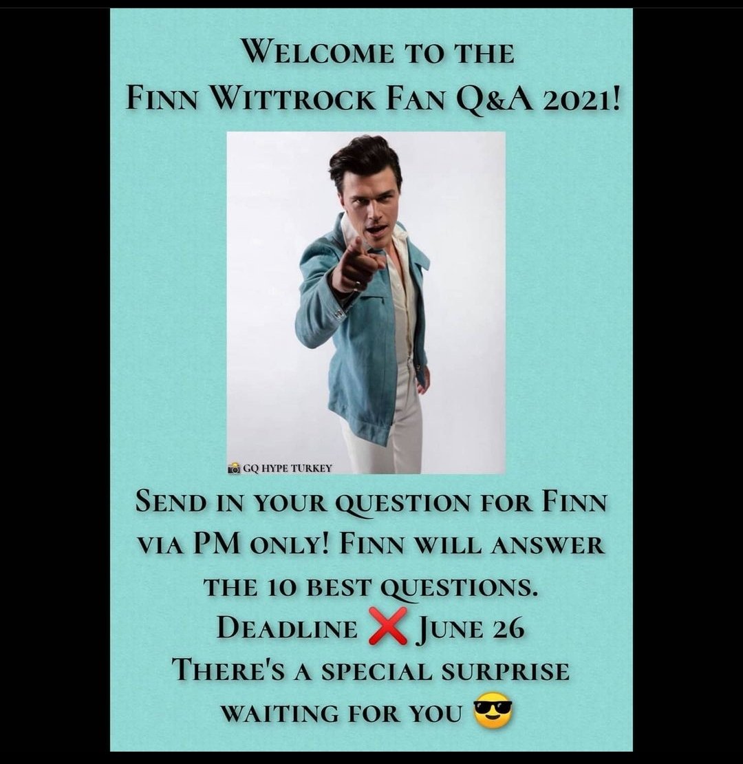 Finn_Wittrock__'s tweet photo. 🔊 Just a quick reminder to join the @FinnWittrock Fan Q&amp;A 2021‼️
📩 Send me your question for Finn via PM! 
❌ The deadline is June 26!
#️⃣ #AskFinn https://t.co/yvN232wufK