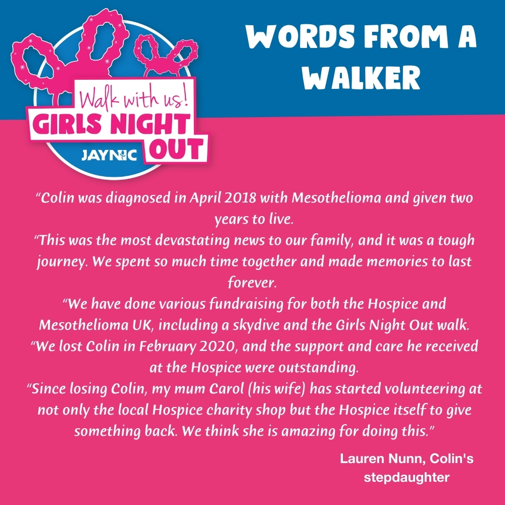 Family and friends will come together for 2021's <a href="/JaynicTweets/">Jaynic</a> Girls Night Out in memory Colin Long. Colin’s Crew (made up of Colin’s daughters, stepdaughters and their friends) took part in 200's event virtually, and walked 15+ miles, raising £1,604. ow.ly/7gRG50F4zZQ