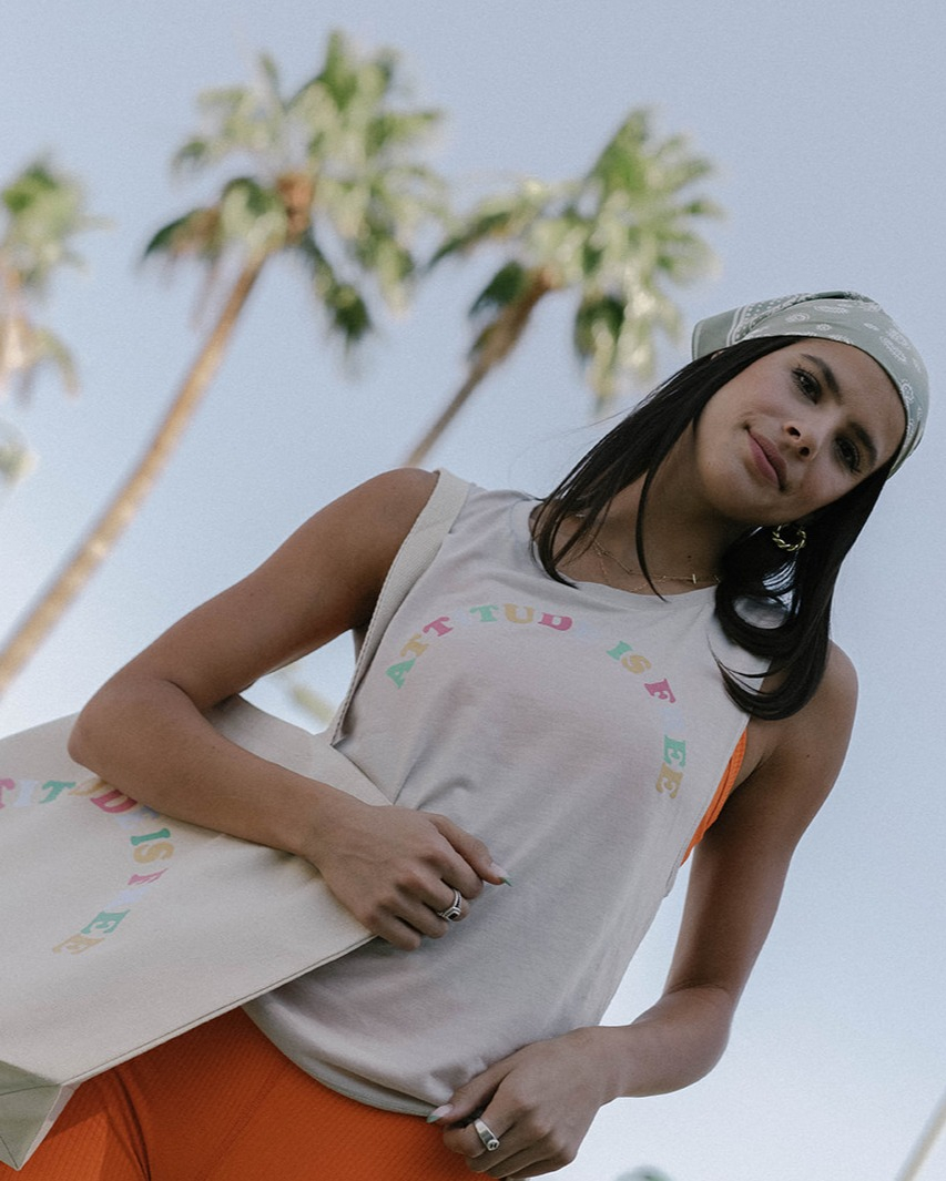 We can't wait to take our Attitude Is Free Tote for a stroll at our local farmers market ☀️ 

What is your guys' favorite item from our Summer line?!