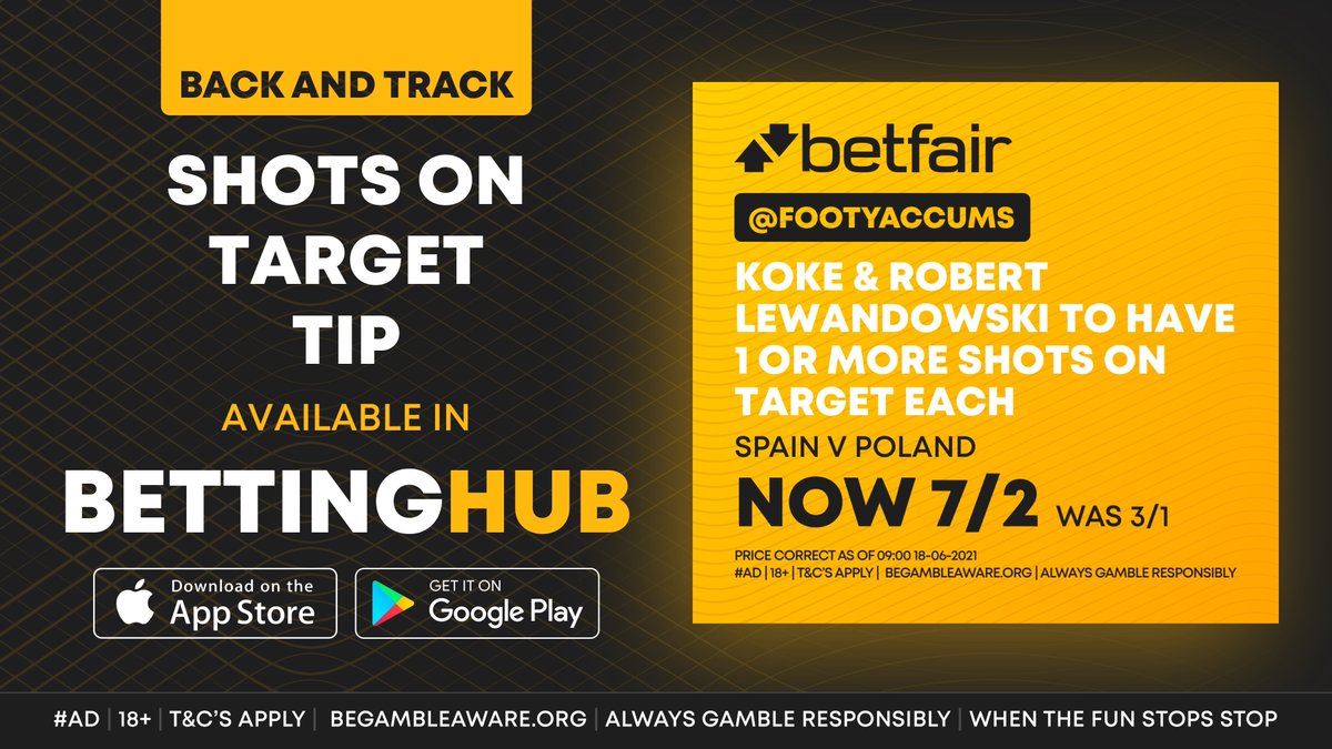 FootyAccums's tweet photo. Our shot on target boost for Spain vs Poland is LIVE!

Add to betslip here >>> https://t.co/68veSVpMsQ

#Ad | 18+ | https://t.co/rGiIaLusaV https://t.co/N94kuzKKMF