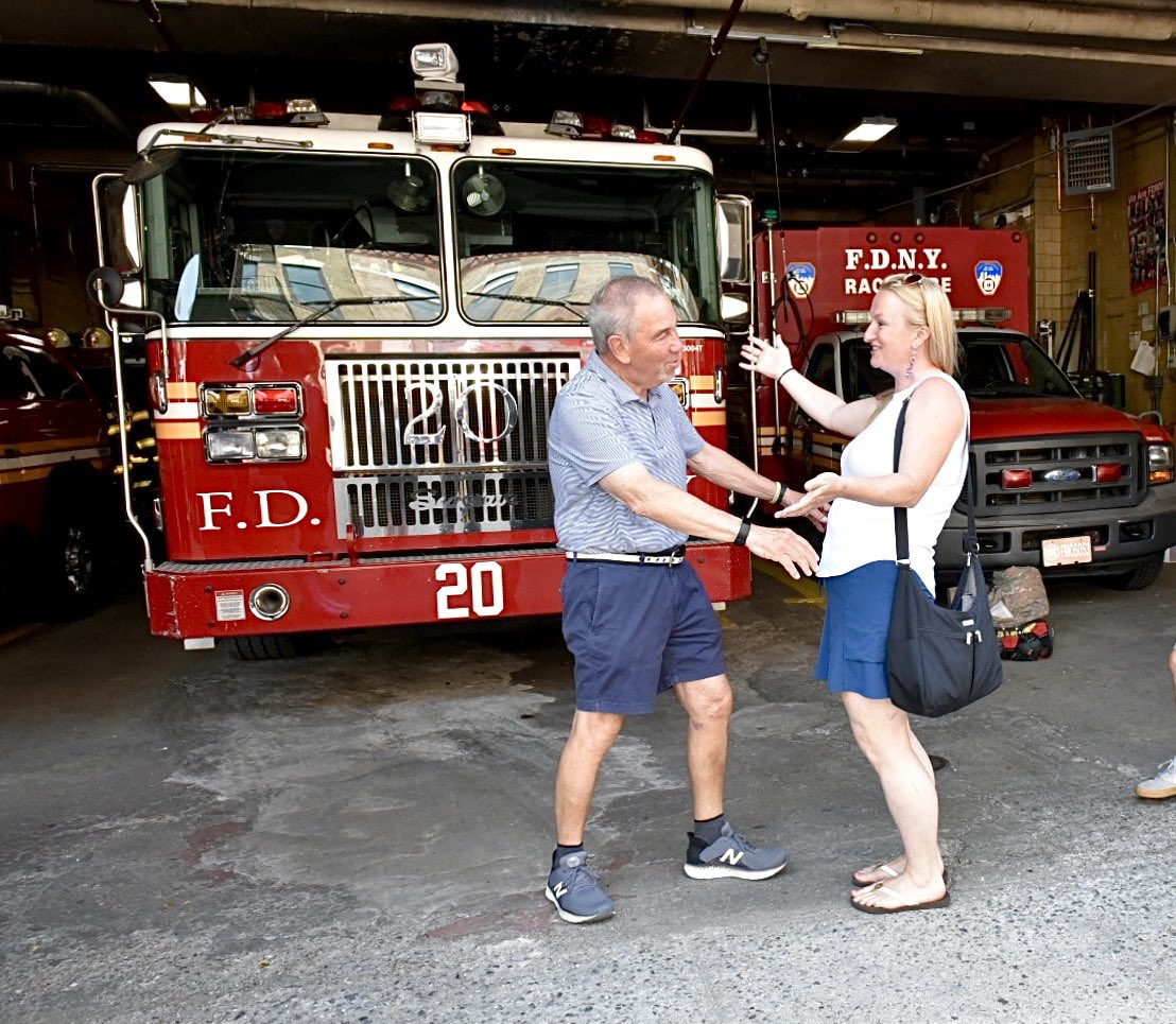 FDNY's tweet image. Today, retired FDNY Firefighter Eugene Pugliese #Ladder20 reunited with Deirdre Taylor, who he rescued from a fire in 1983. Read about the heroic rescue and their first reunion at: bit.ly/Pugliese1983re…