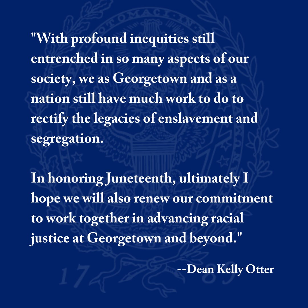 GeorgetownSCS's tweet image. Today is #Juneteenth, a day which celebrates the end of slavery in the US. We hope you join us in taking this time to reflect on what it means to celebrate this holiday &amp;amp; how we might advance racial justice not only at SCS, but also in our everyday lives.

bit.ly/35voIjZ