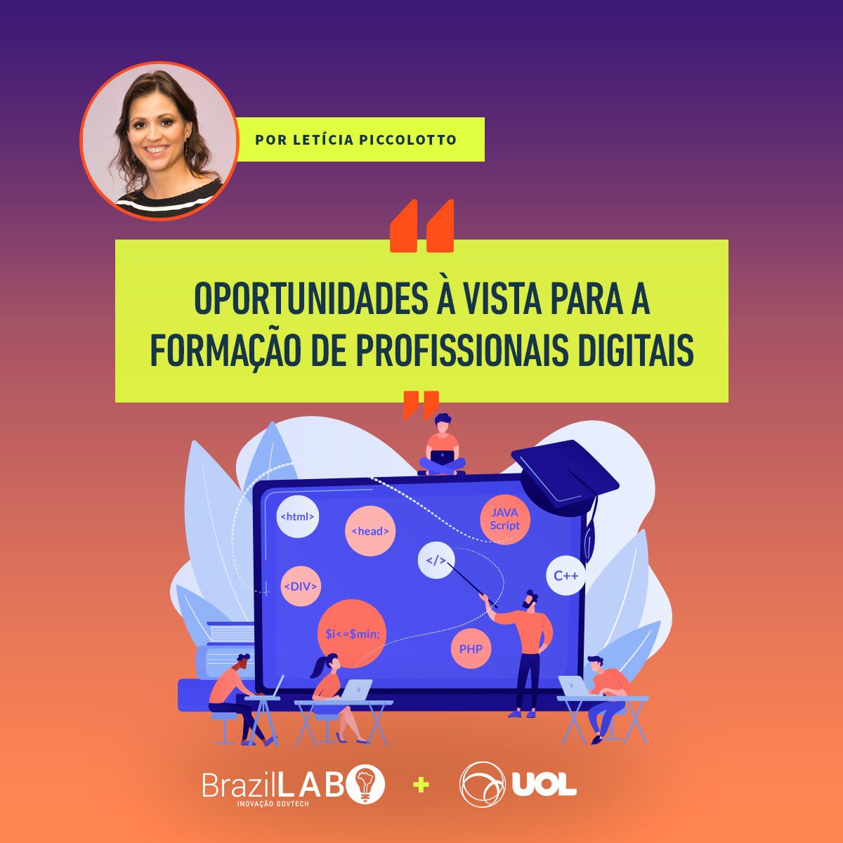 A transformação digital demanda um componente estratégico: #pessoas. Na coluna no <a href="/tilt_uol/">Tilt UOL</a>, destaquei que para transformar essa realidade, é preciso inovar a formação de profissionais digitais - a ótima notícia é que o Brasil tem se tornado referência: bit.ly/3cQLEyo